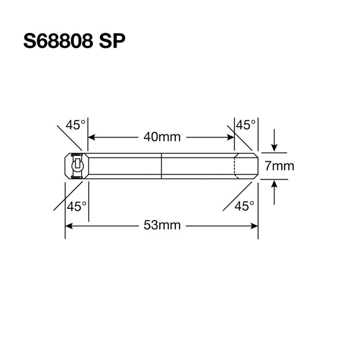 Roulement Enduro S68808 SP - 440c Stainless (Angular Contact) - 40x53x7 (45x45°)