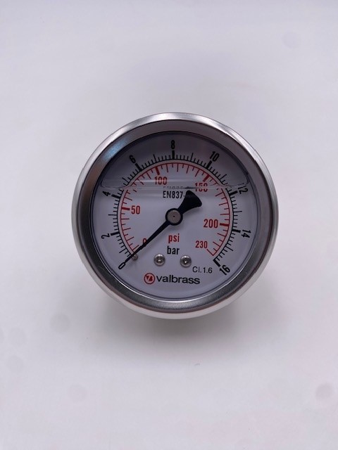 Manomètre 25bar axial  avec huile silicone diamètre 63mm