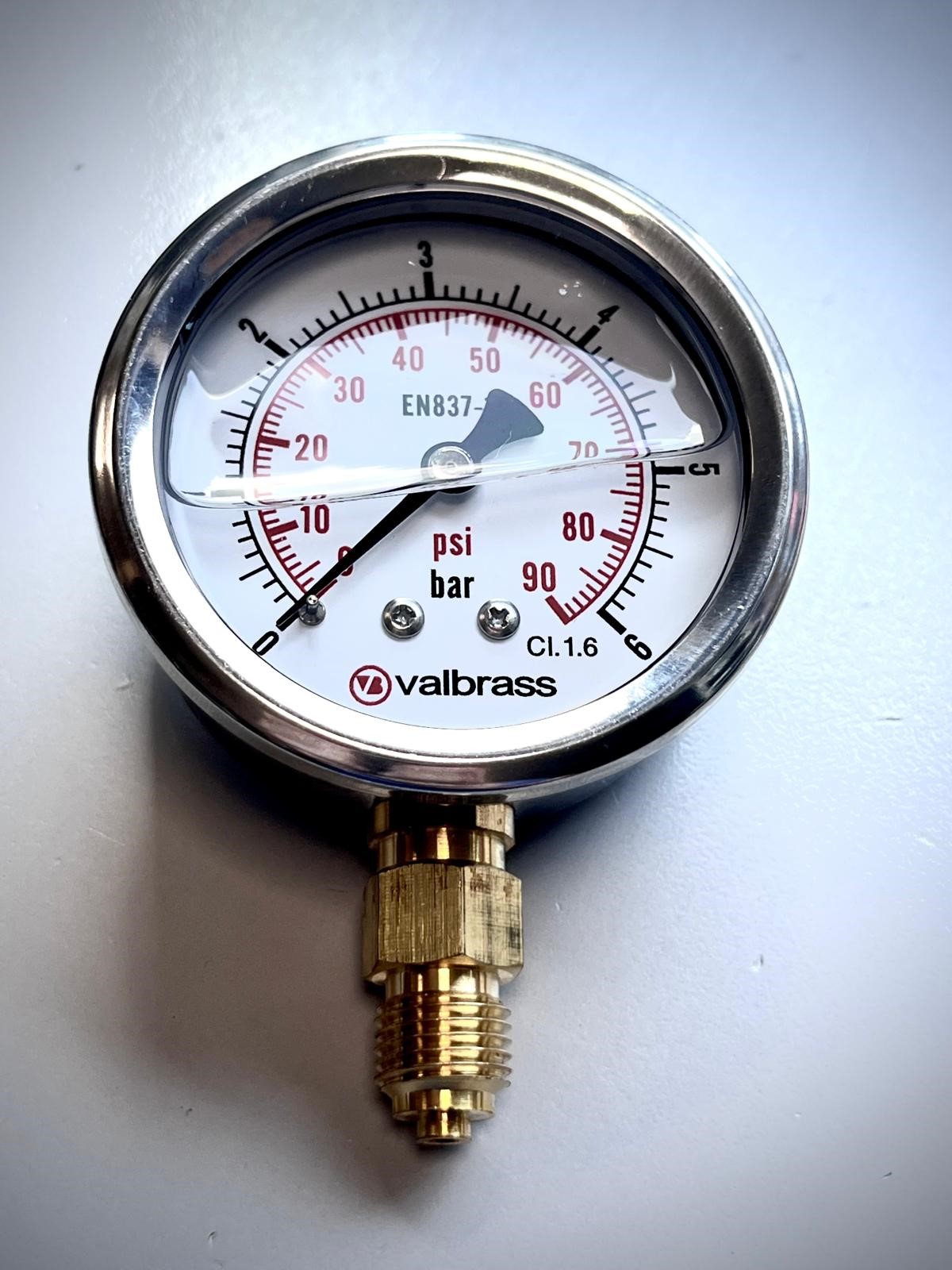 Manomètre 16bar radial avec huile silicone diamètre 63mm