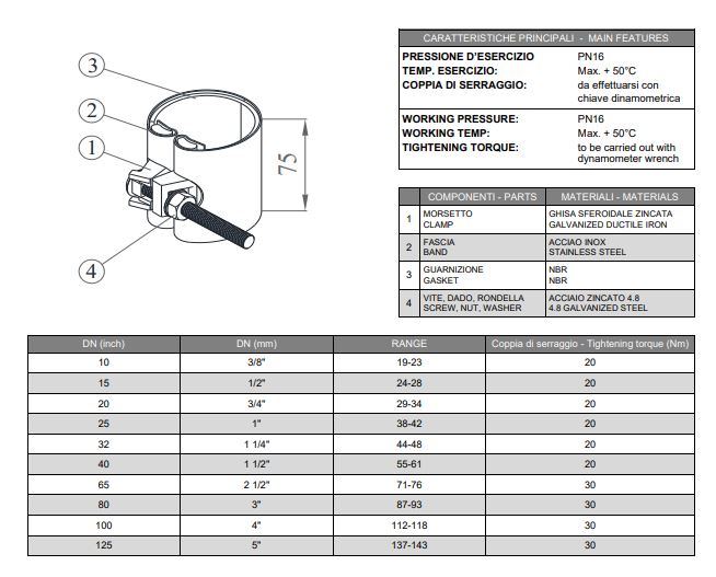 Manchon de réparation court 2'' - 60-64 - L: 80mm